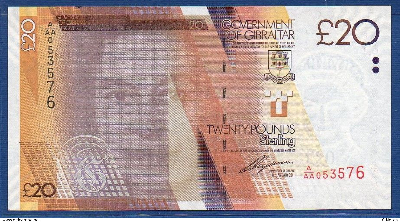 GIBRALTAR - P.37 – 20 Pounds 2011 UNC, S/n A/AA 053576 - Gibilterra