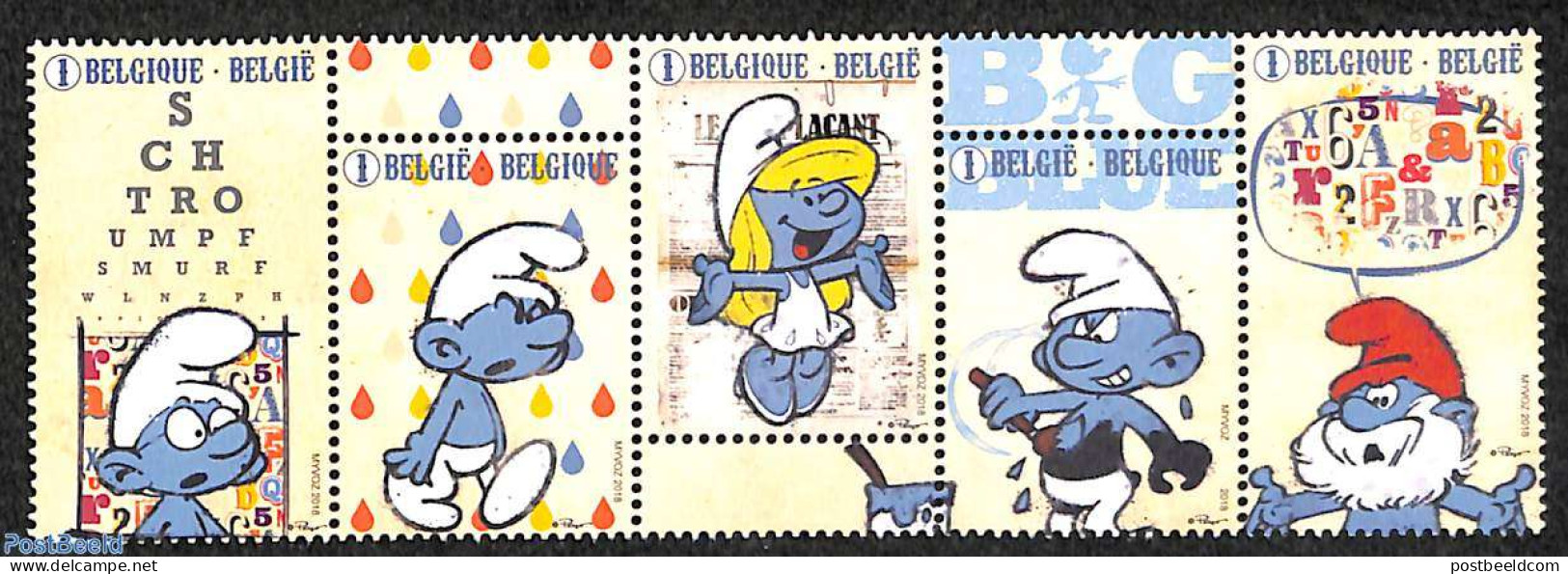Belgium 2018 60 Years Smurfs 5v [::::], Mint NH, Art - Comics (except Disney) - Ongebruikt