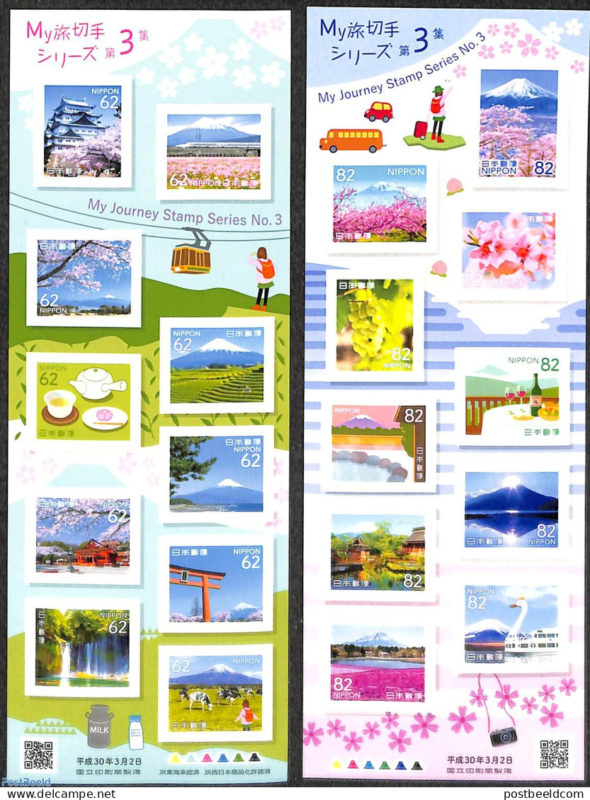Japan 2018 My Journey, No. 3, 2 Foil Sheets, Mint NH, Nature - Sport - Transport - Cattle - Flowers & Plants - Water, .. - Unused Stamps