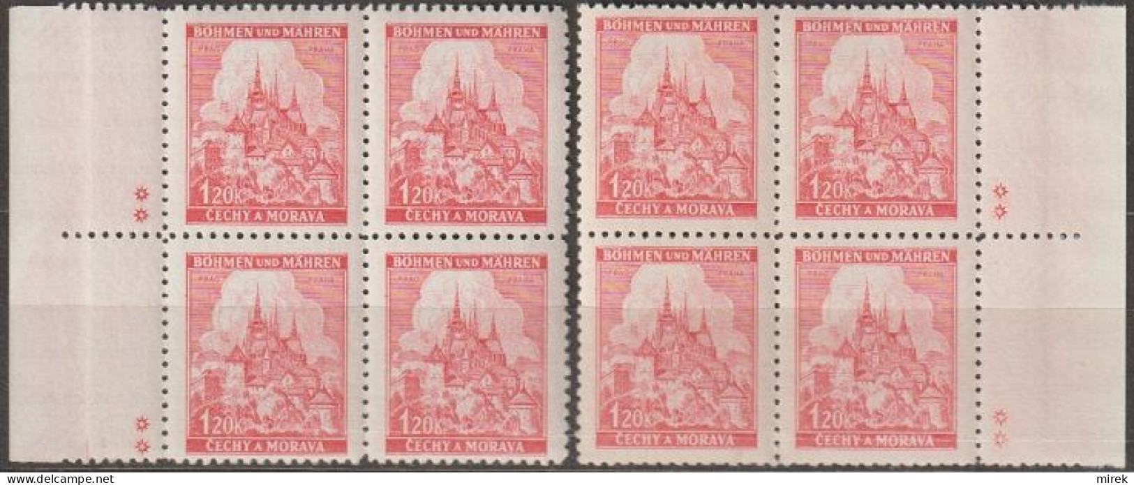 051/ Pof. 57, Border 4-blocks, Plate Mark ** - Unused Stamps
