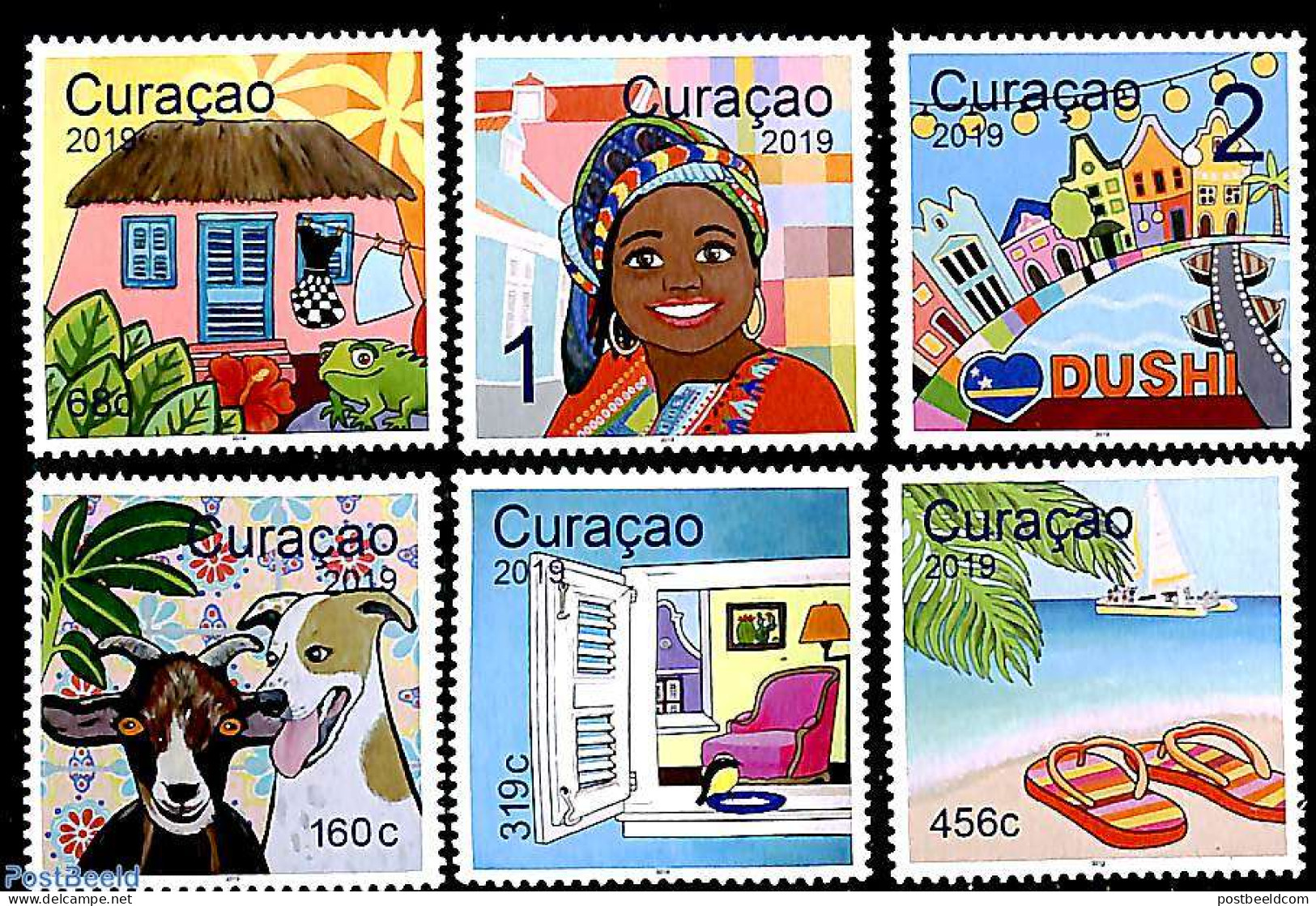 Curaçao 2019 Tourism 6v, Mint NH, Nature - Transport - Various - Animals (others & Mixed) - Dogs - Ships And Boats - .. - Barcos