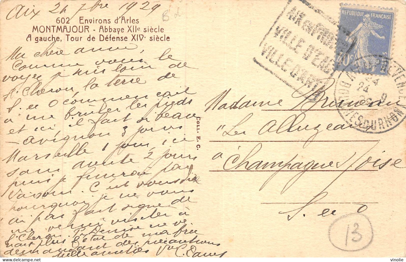 24-5394 :  OBLITERATION DAGUIN. AIX-EN-PROVENCE. 24 SEPTEMBRE 1929 - Mechanical Postmarks (Other)