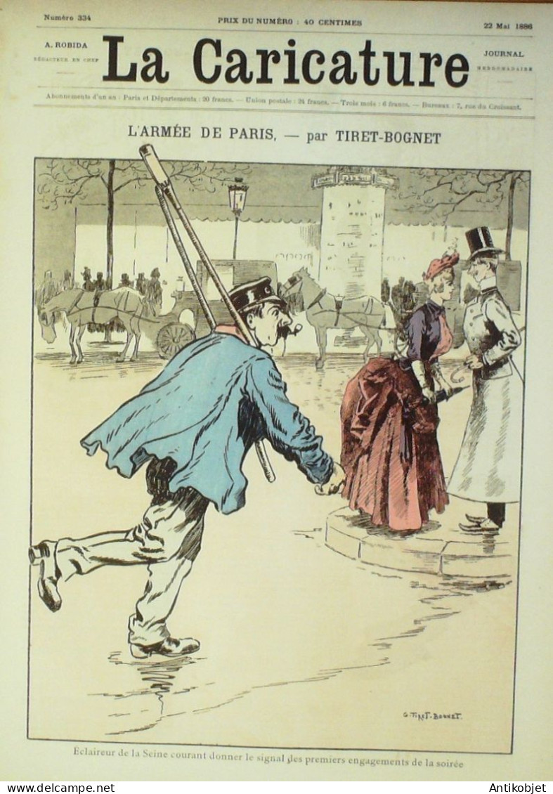 La Caricature 1886 N°334 Armée De Paris Tiret-Bognet Plaisirs Du Dimanche Sorel Gino - Revues Anciennes - Avant 1900