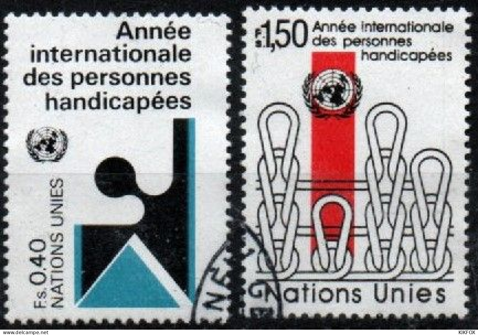 VEREINTE NATIONEN, UNO - GENF, 1981, MI  97 - 98 ,  Année Des Personnes Handicapées, GESTEMPELT, OBLITERE - Gebruikt