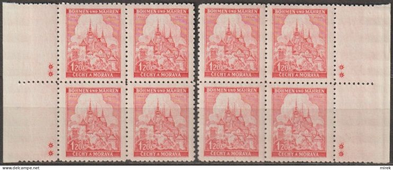 052/ Pof. 57, Border 4-blocks, Plate Mark ++ - Unused Stamps