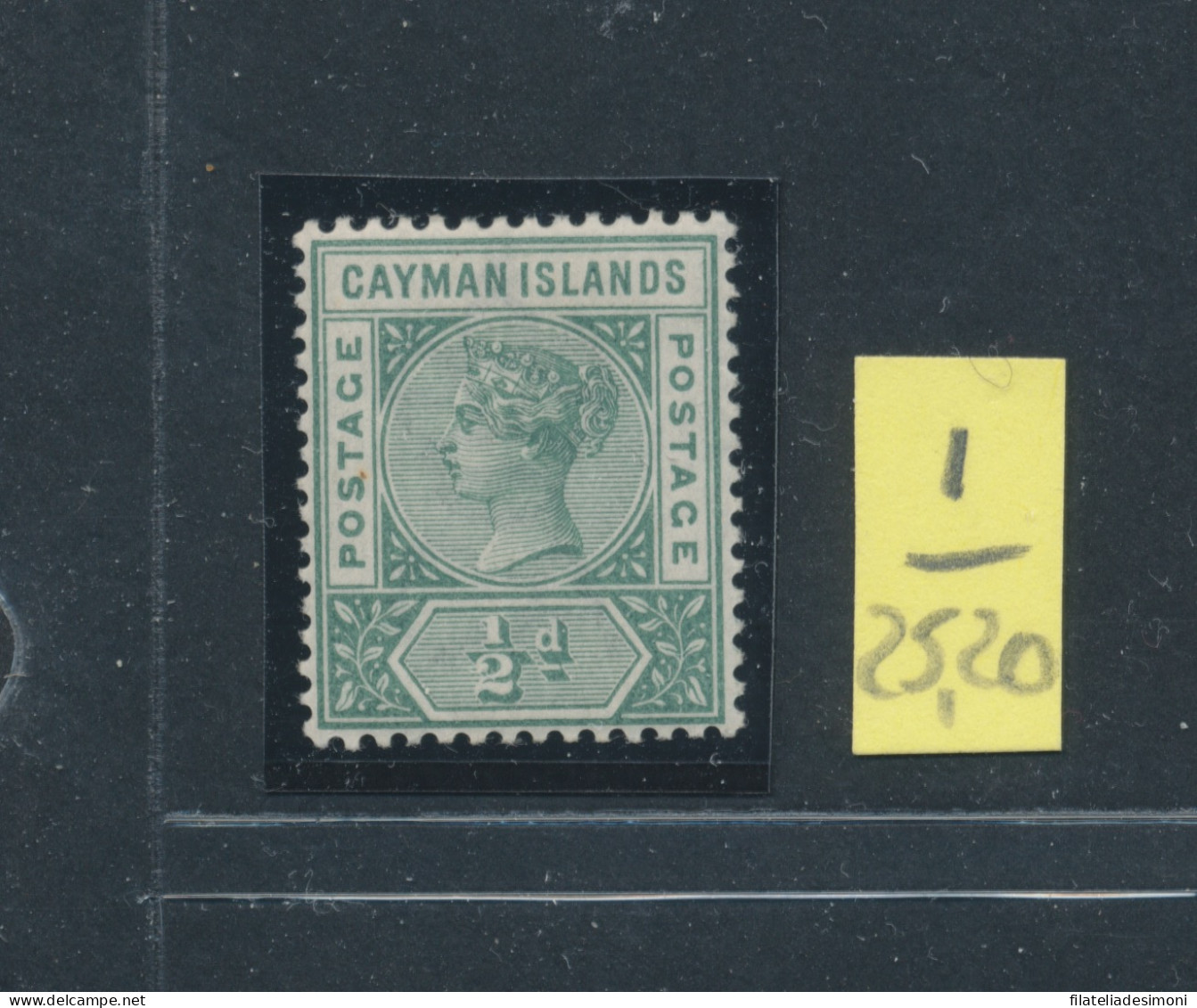 1900 CAYMAN ISLANDS, Stanley Gibbons N. 1 Deep Green - Regina Vittoria - MNH** - Sonstige & Ohne Zuordnung