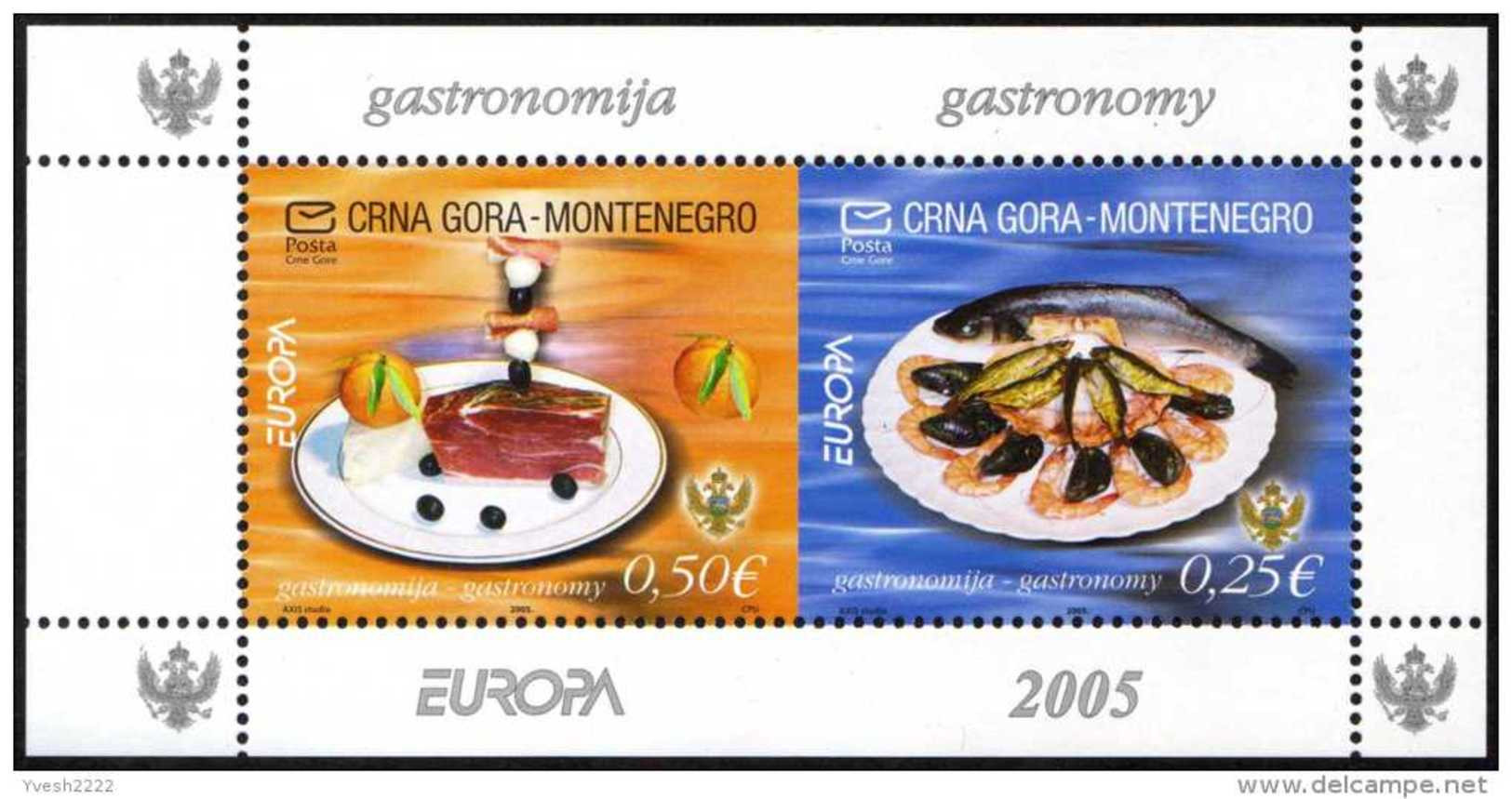 Montenegro 2005 Y&T 116/7, Michel 104/5. Europa 2005, Gastronomie, En Feuillets De Carnets - 2005