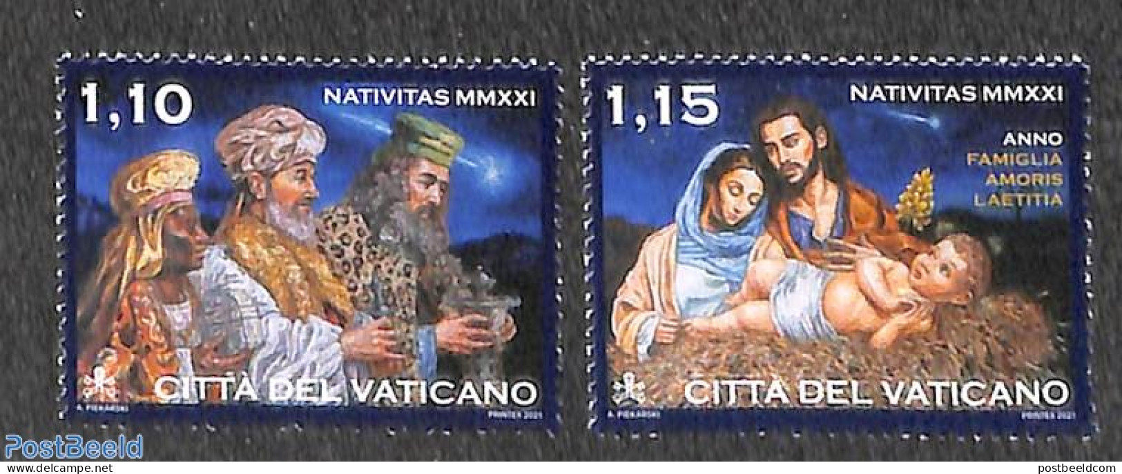 Vatican 2021 Christmas 2v, Mint NH, Religion - Christmas - Nuevos