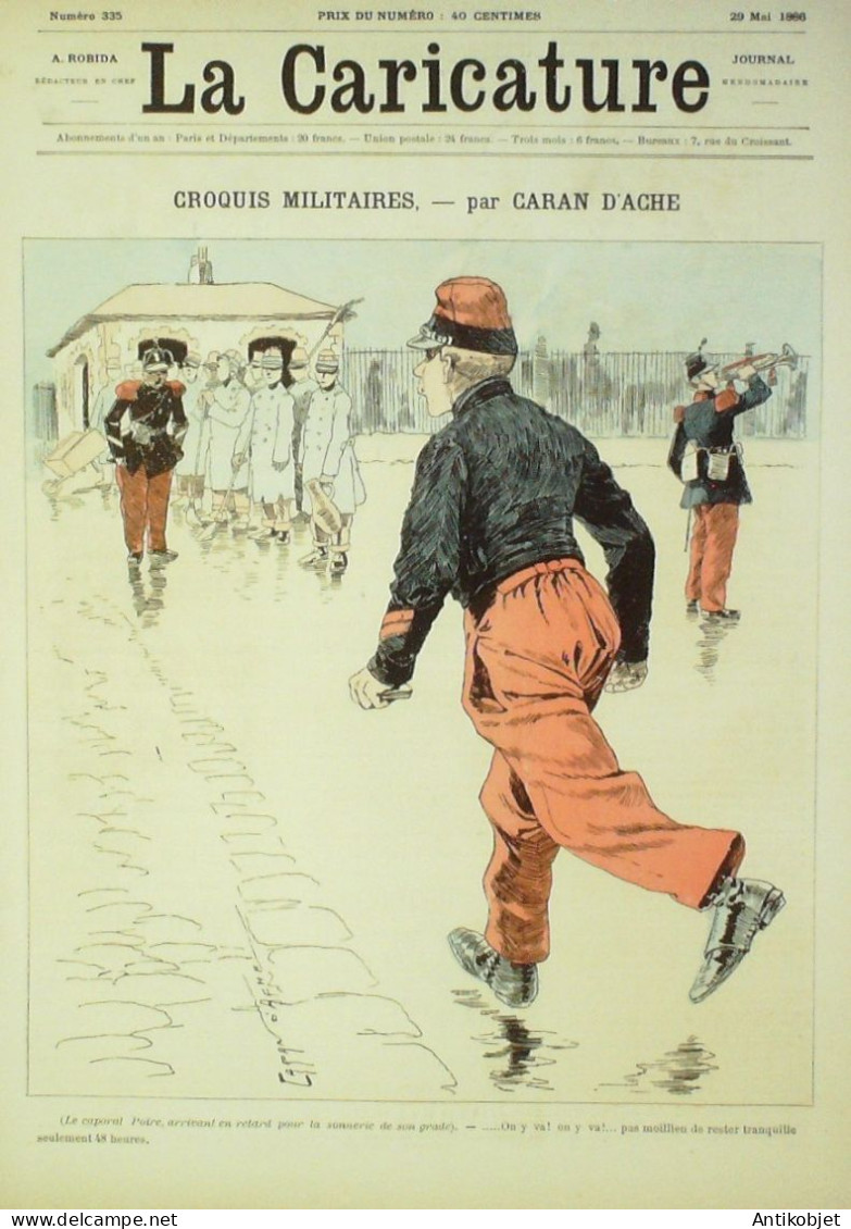 La Caricature 1886 N°335 Croquis Militaires Caran D'Ache Amiral Aube Par Luque  Draner Trock - Revistas - Antes 1900