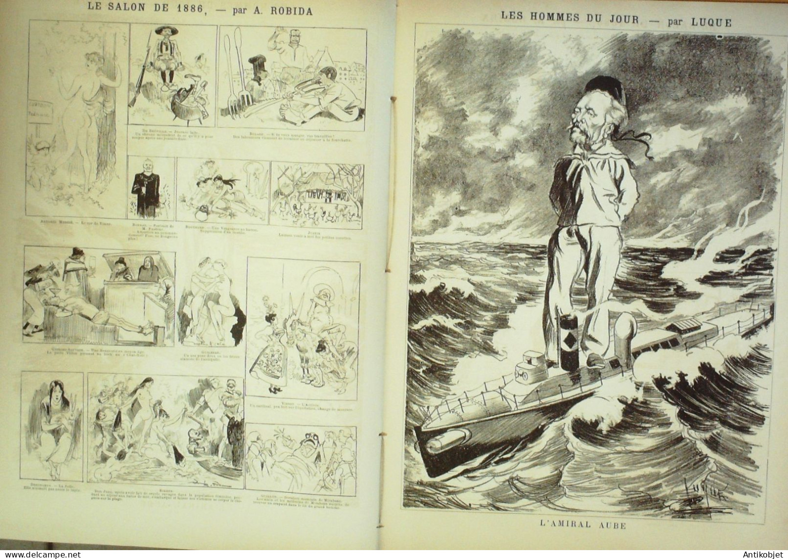La Caricature 1886 N°335 Croquis Militaires Caran D'Ache Amiral Aube Par Luque  Draner Trock - Tijdschriften - Voor 1900