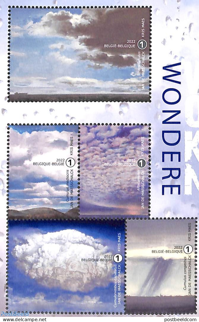 Belgium 2022 Clouds 5v, Mint NH, Science - Meteorology - Unused Stamps