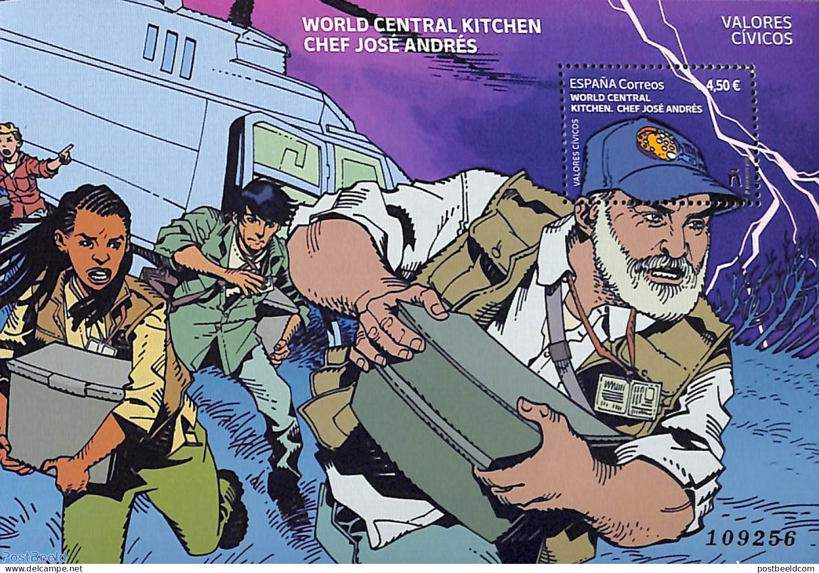 Spain 2022 World Central Kitchen S/s, Mint NH, Transport - Helicopters - Art - Comics (except Disney) - Nuovi