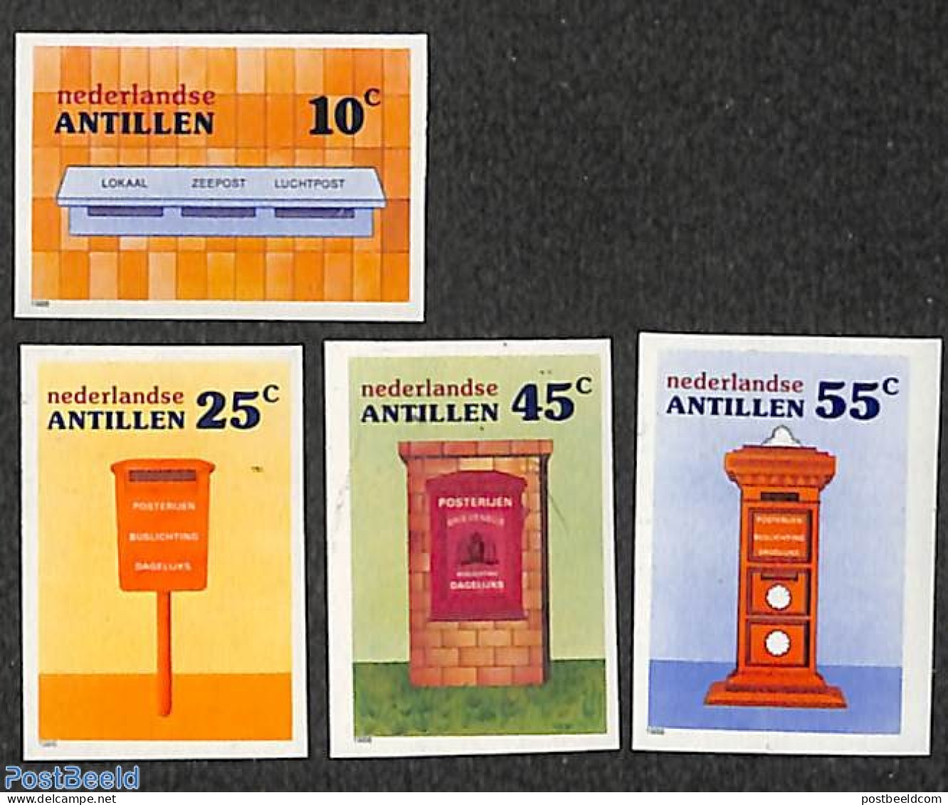 Netherlands Antilles 1986 Mail Boxes 4v, Imperforated, Mint NH, Mail Boxes - Post - Poste