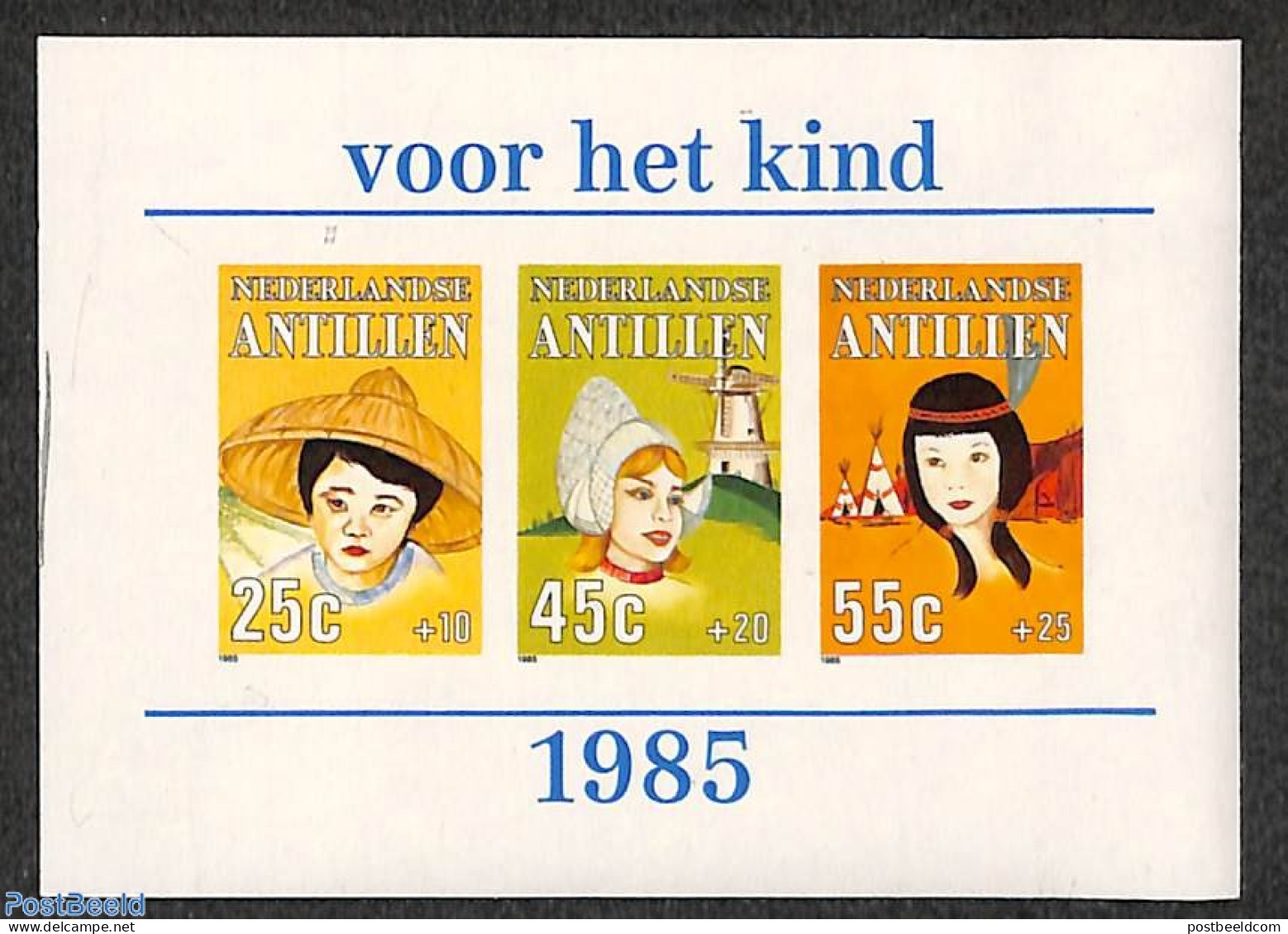 Netherlands Antilles 1985 Child Welfare S/s, Imperforated, Mint NH, Various - Costumes - Mills (Wind & Water) - Costumi
