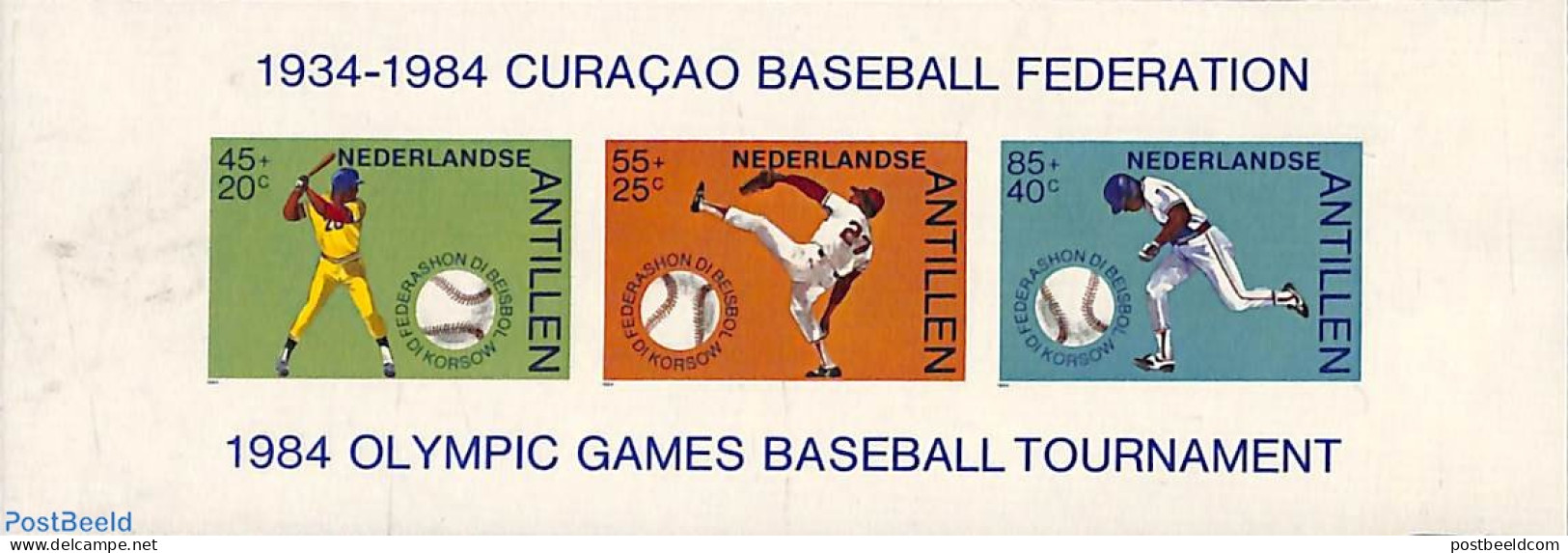 Netherlands Antilles 1984 Baseball S/s, Imperforated, Mint NH, Sport - Baseball - Honkbal