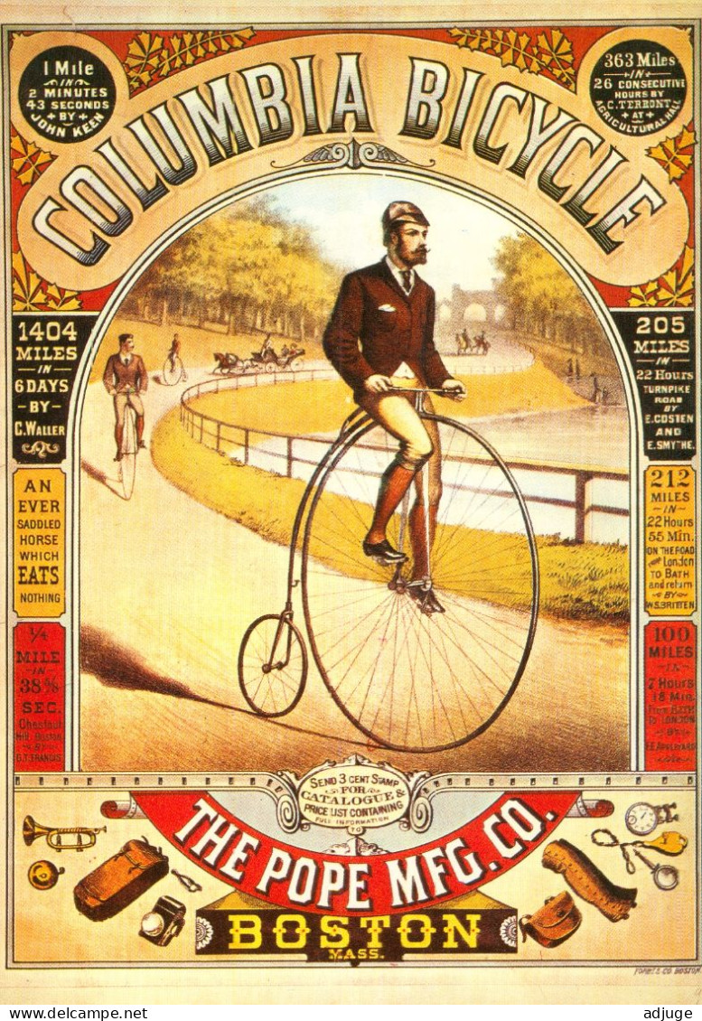 CPM- Affiche Publicité Cycles "Columbia Bicycle" Vélocipèdes - Boston*  TBE - Reclame