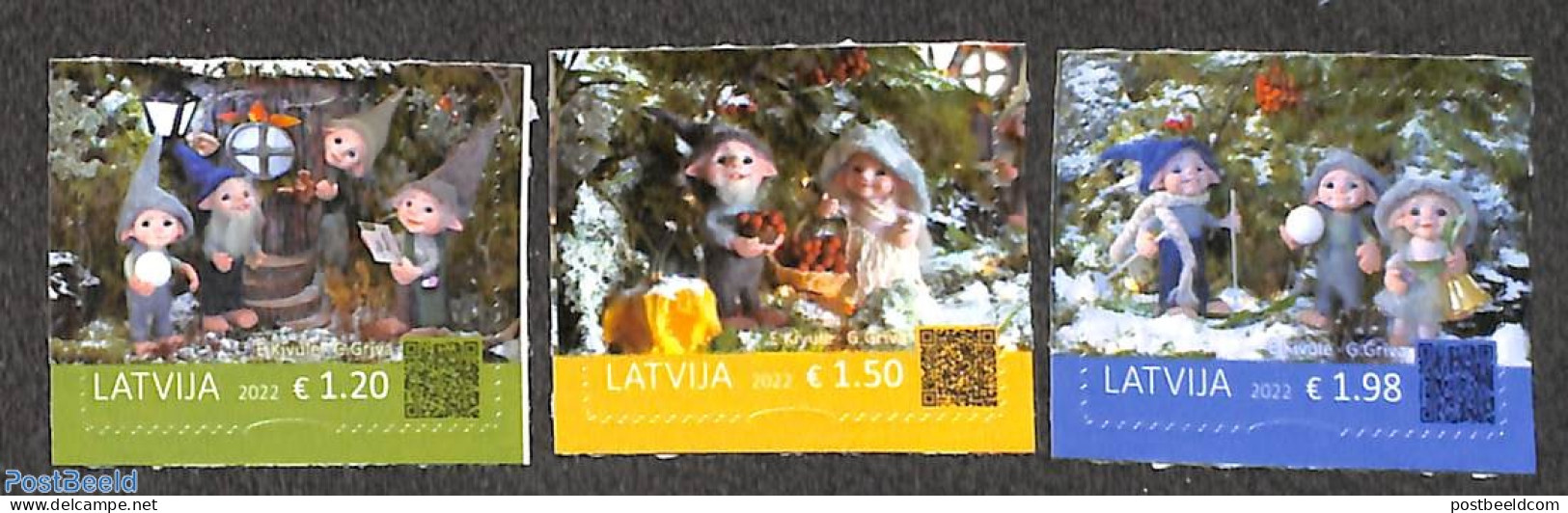 Latvia 2022 Christmas 3v S-a, Mint NH, Religion - Christmas - Noël