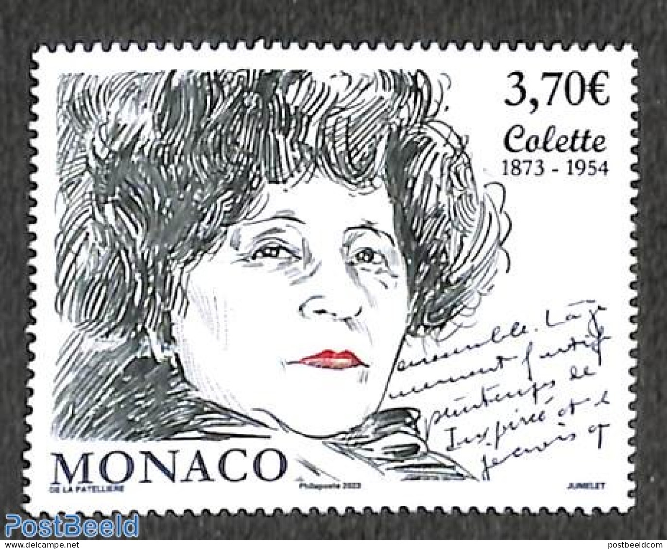 Monaco 2023 Colette 1v, Mint NH, Art - Authors - Handwriting And Autographs - Neufs