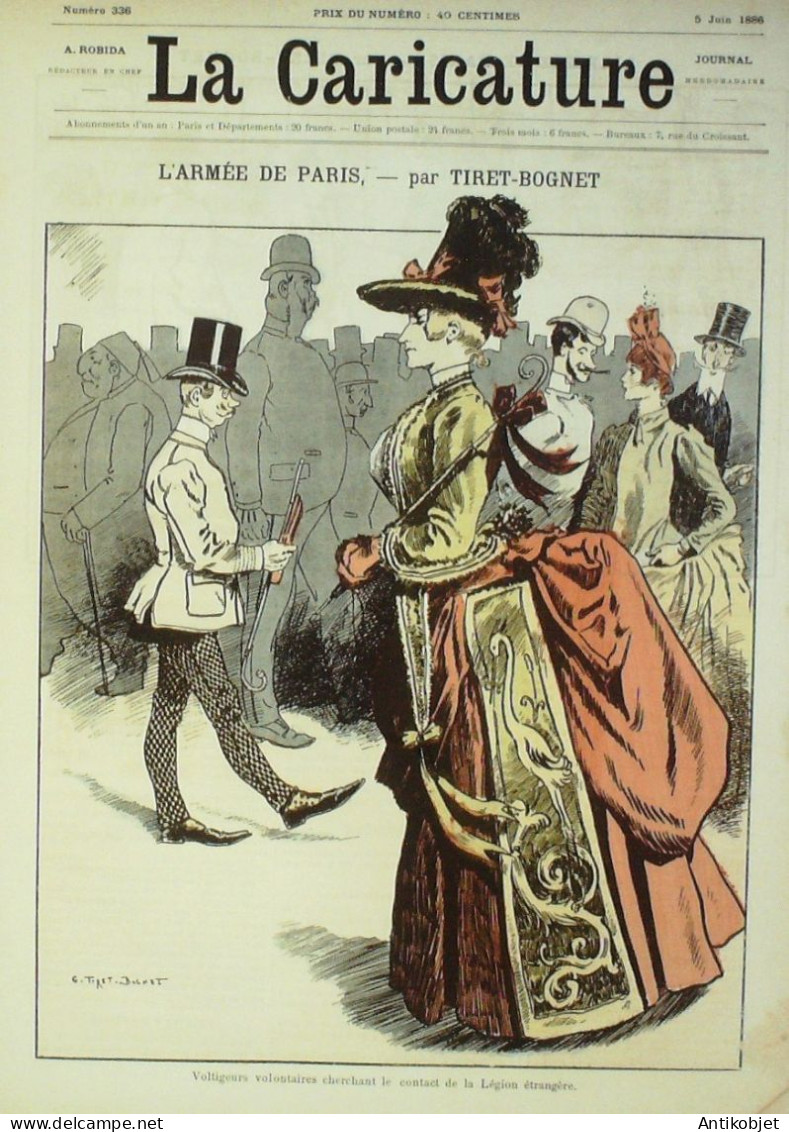 La Caricature 1886 N°336 Armée De PAris Tiret-Bognet Rabelais Robida Job Sorel - Revistas - Antes 1900