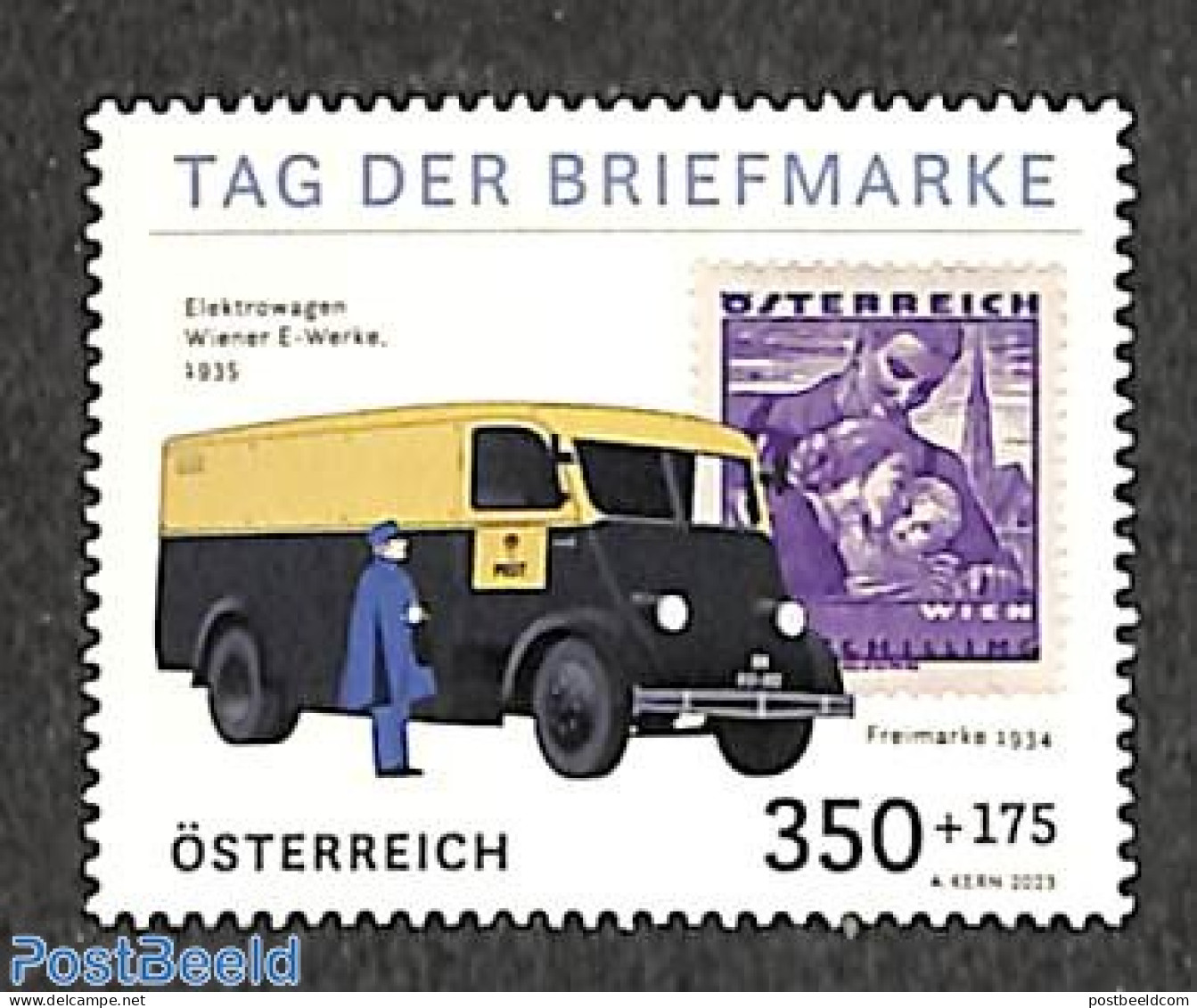 Austria 2023 Stamp Day 1v, Mint NH, Transport - Post - Stamp Day - Stamps On Stamps - Automobiles - Neufs