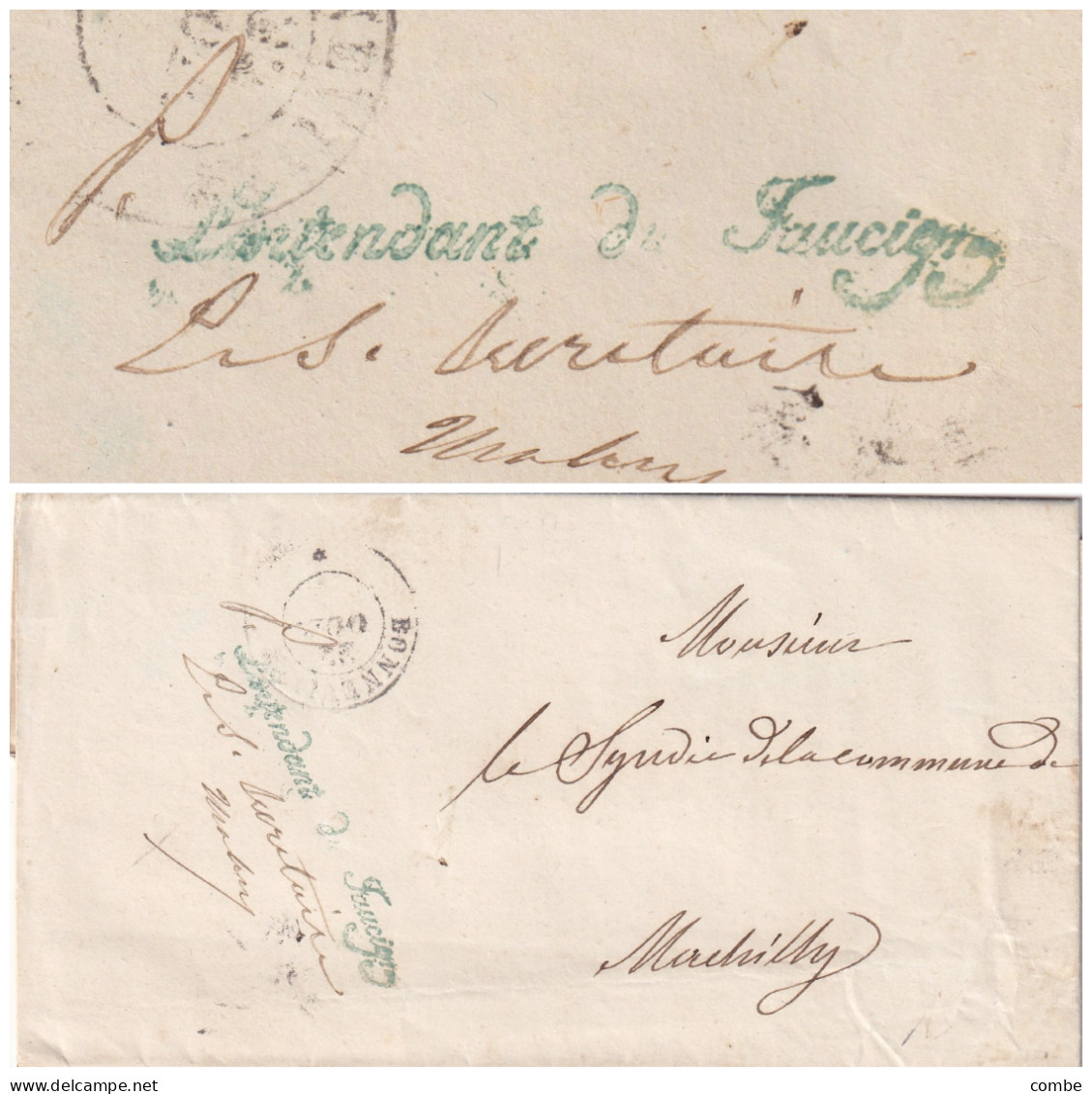 LETTRE. BONNEVILLE. 13 OCT 1858. SAVOIE. GRIFFE VERTE INTENDANT DE FAUCIGNY. SIGNÉE BERGOËN - 1849-1876: Klassik