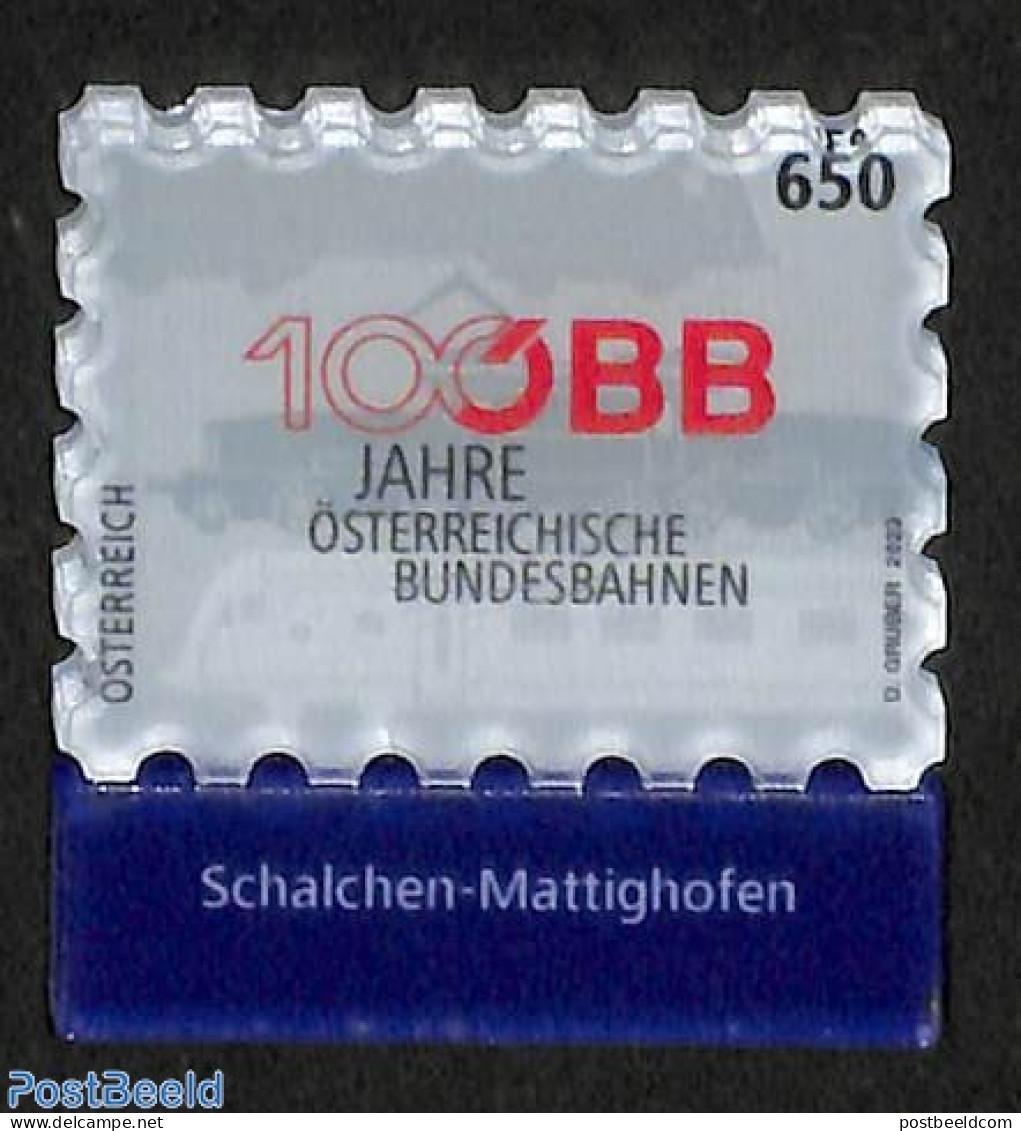 Austria 2023 100 Years ÖBB 1v (plastic Stamp With Magnet, Station Name May Vary), Mint NH, Transport - Various - Rail.. - Ongebruikt