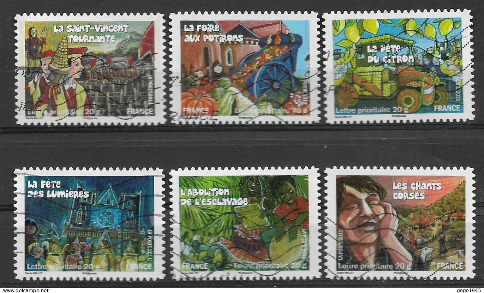France 2011 Oblitéré Autoadhésif  N° 583 - 584 - 586 - 587 - 588 - 589   -   Fêtes  Et  Traditions Des Régions  ( II ) - Used Stamps