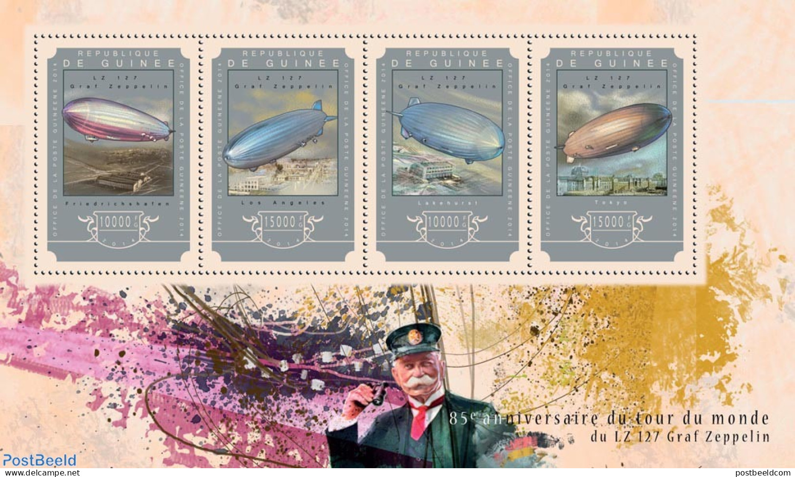 Guinea, Republic 2014 Zeppelin LZ 127, Mint NH, Transport - Aircraft & Aviation - Zeppelins - Vliegtuigen