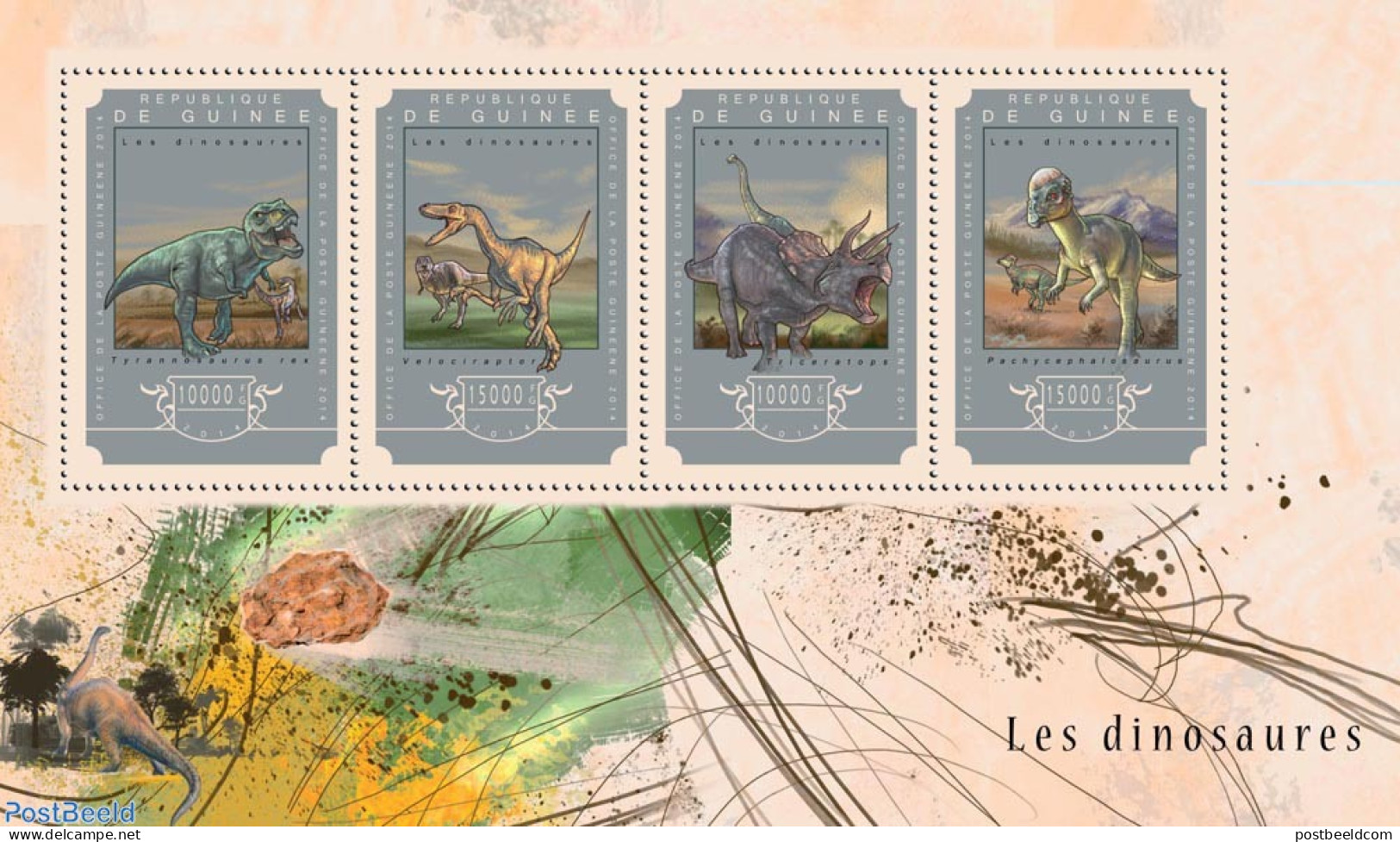 Guinea, Republic 2014 Dinosaurs, Mint NH, Nature - Prehistoric Animals - Préhistoriques