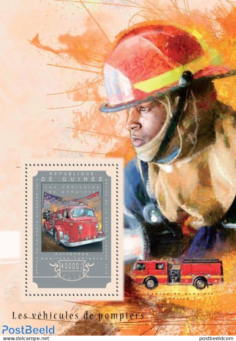Guinea, Republic 2014 Fire Engines, Mint NH, Transport - Fire Fighters & Prevention - Sapeurs-Pompiers