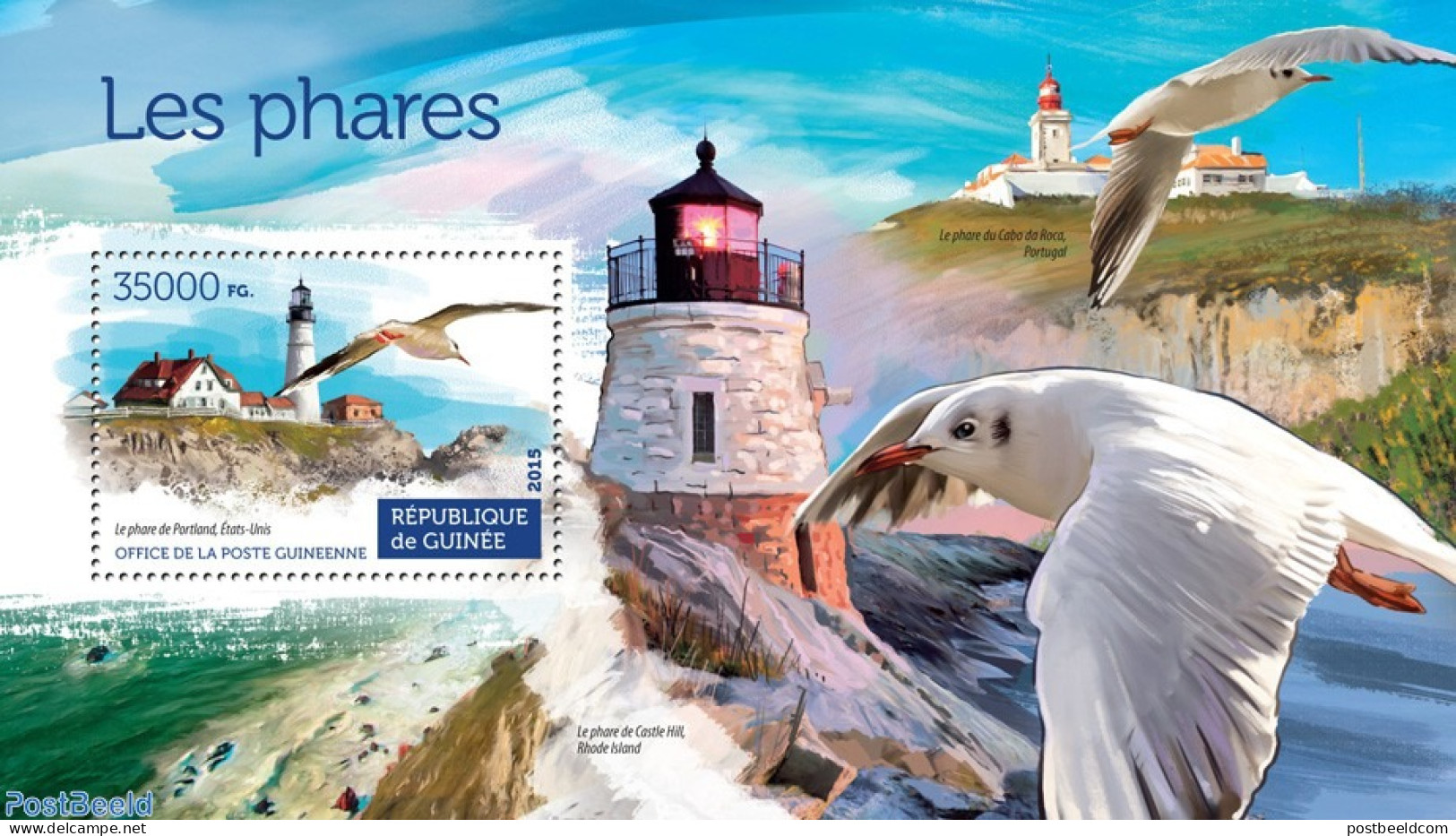 Guinea, Republic 2015 Lighthouses, Mint NH, Nature - Various - Birds - Lighthouses & Safety At Sea - Faros