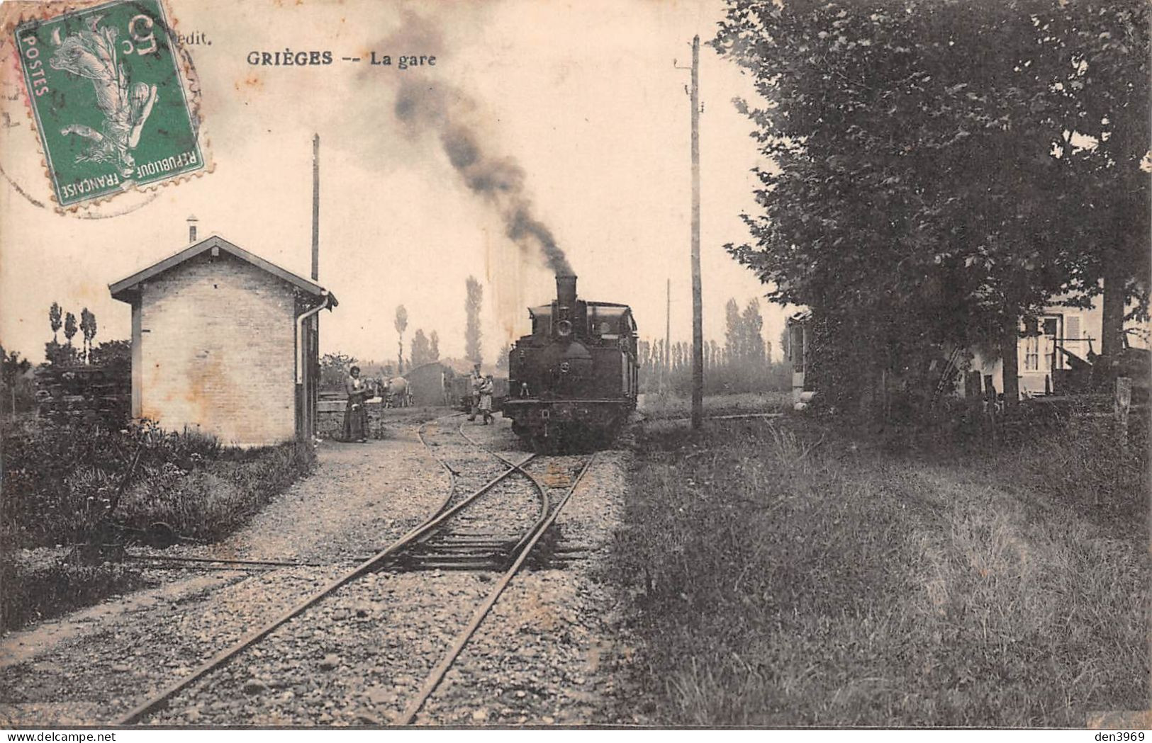 GRIEGES (Ain) - La Gare - Train, Tramway - Voyagé (2 Scans) - Ohne Zuordnung