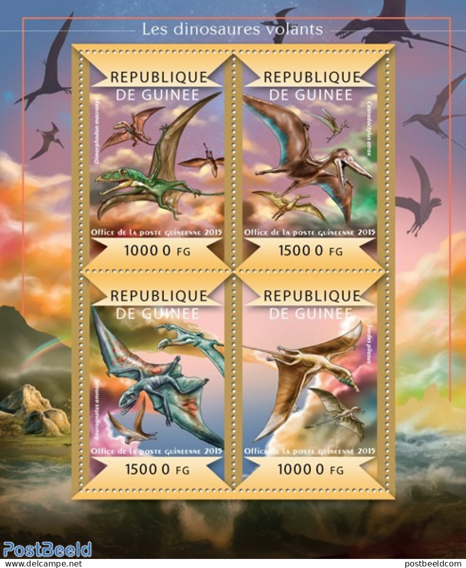 Guinea, Republic 2015 Flying Dinosaurs, Mint NH, Nature - Prehistoric Animals - Préhistoriques