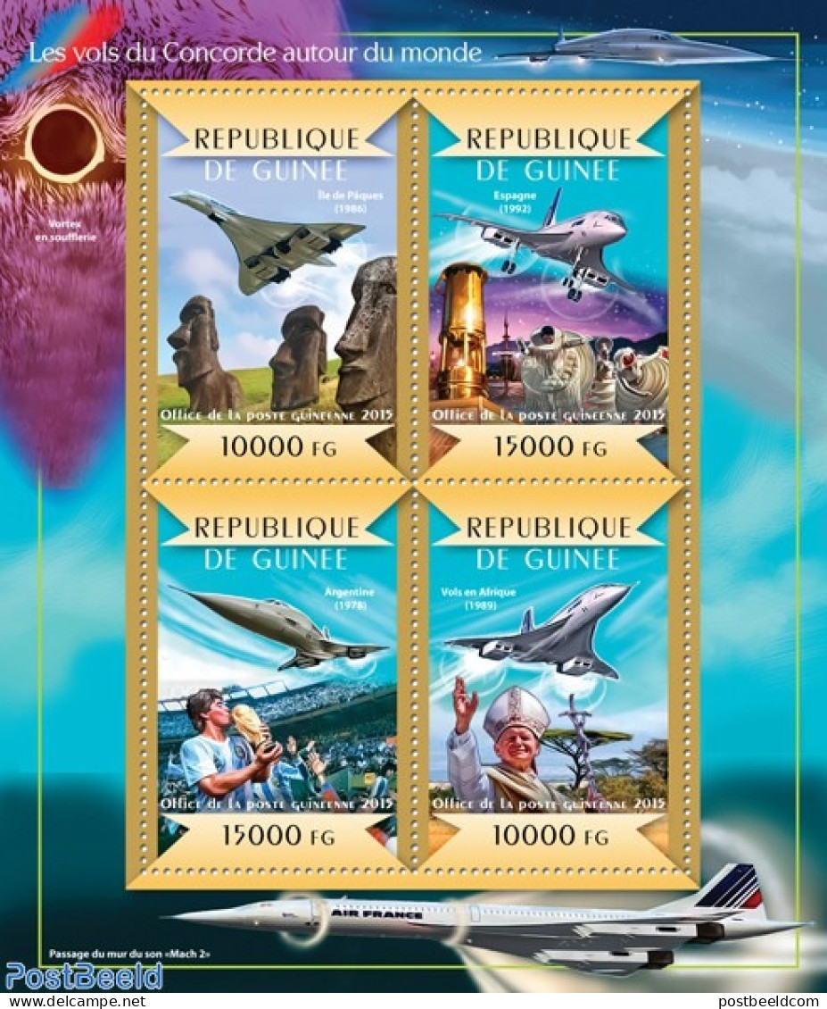 Guinea, Republic 2015 Concorde, Mint NH, Religion - Sport - Transport - Pope - Football - Concorde - Aircraft & Aviation - Popes