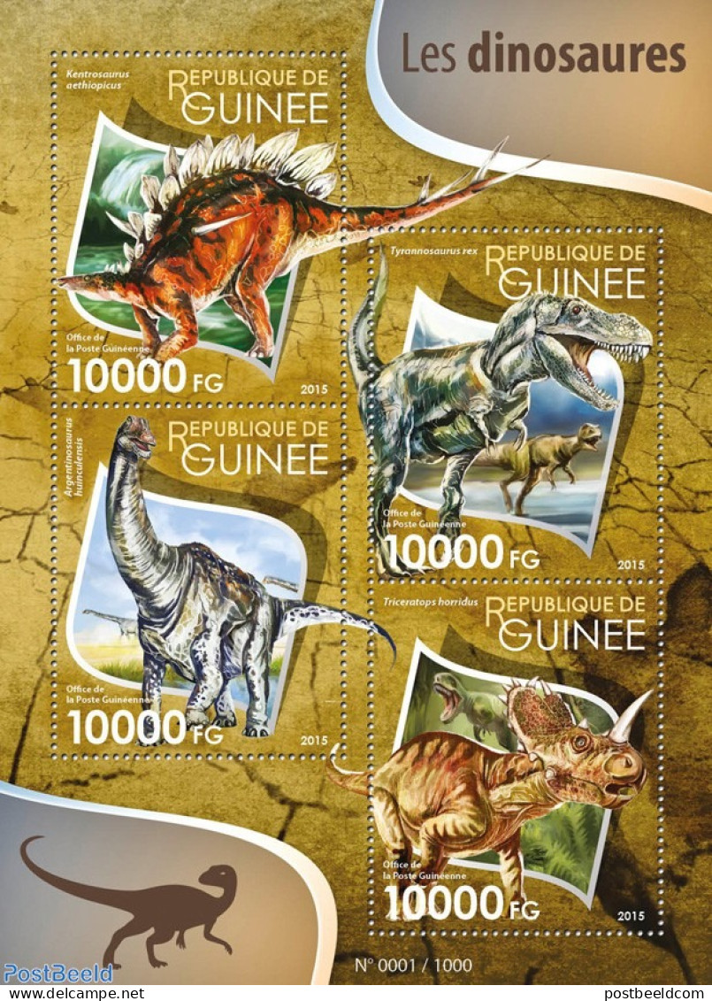 Guinea, Republic 2015 Dinosaurs, Mint NH, Nature - Prehistoric Animals - Préhistoriques