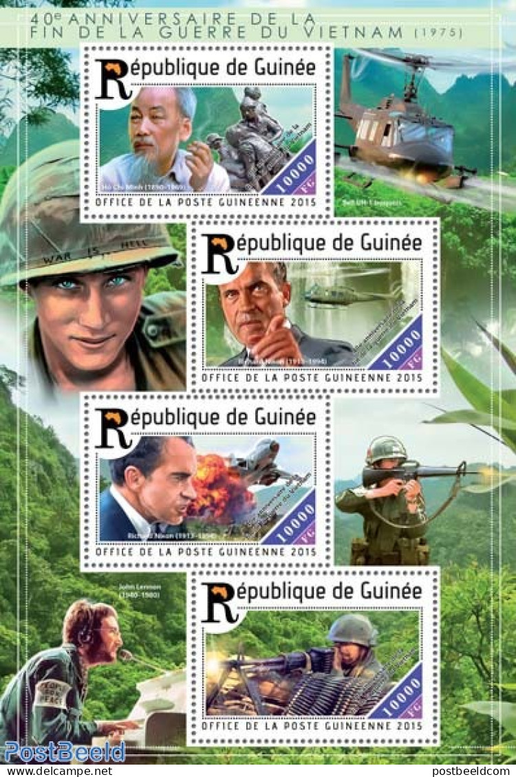 Guinea, Republic 2015 40th Anniversary Of The End Of Vietnam War, Mint NH, History - Transport - Various - Militarism .. - Militaria