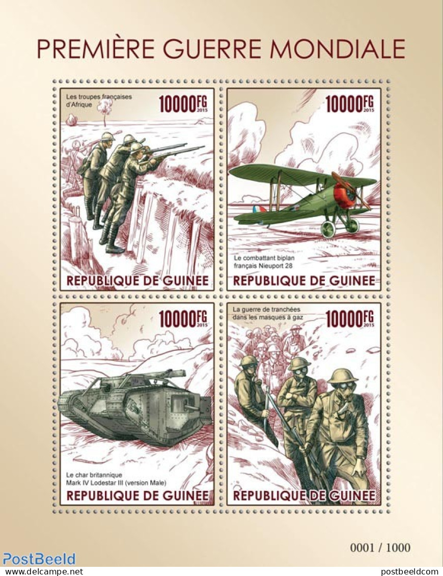 Guinea, Republic 2015 World War I , Mint NH, History - Transport - Various - Militarism - Aircraft & Aviation - Weapon.. - Militares