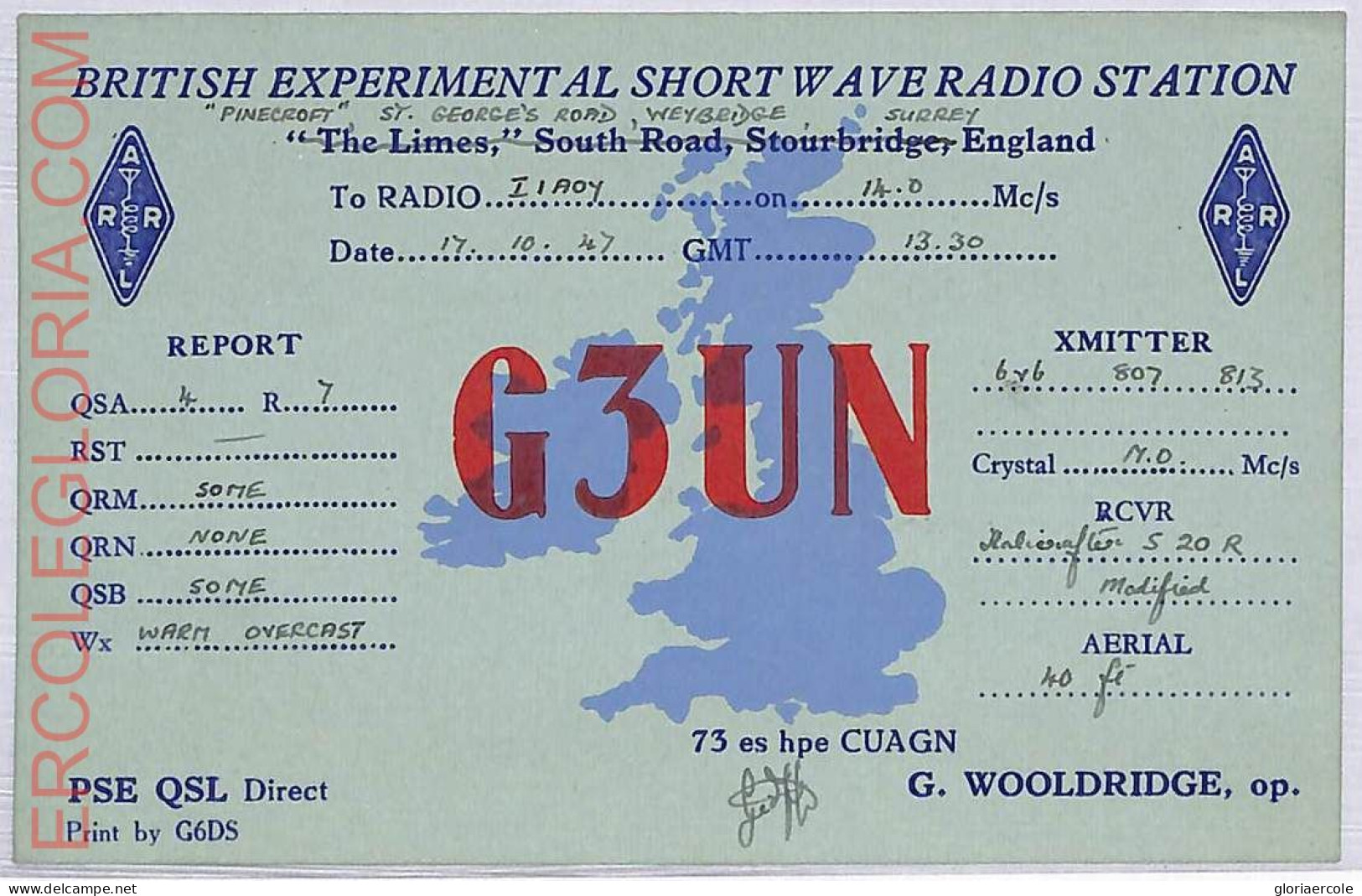 Ad9163 - GREAT BRITAIN - RADIO FREQUENCY CARD - England - 1947 - Radio