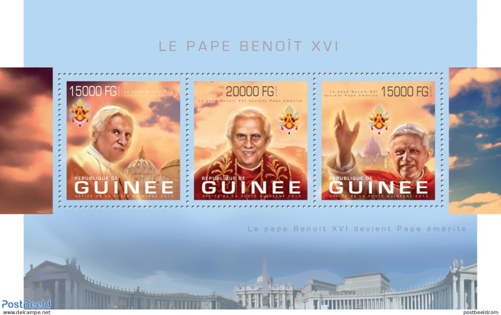 Guinea, Republic 2013 Pope Benedict XVI, Mint NH, Religion - Pope - Papi