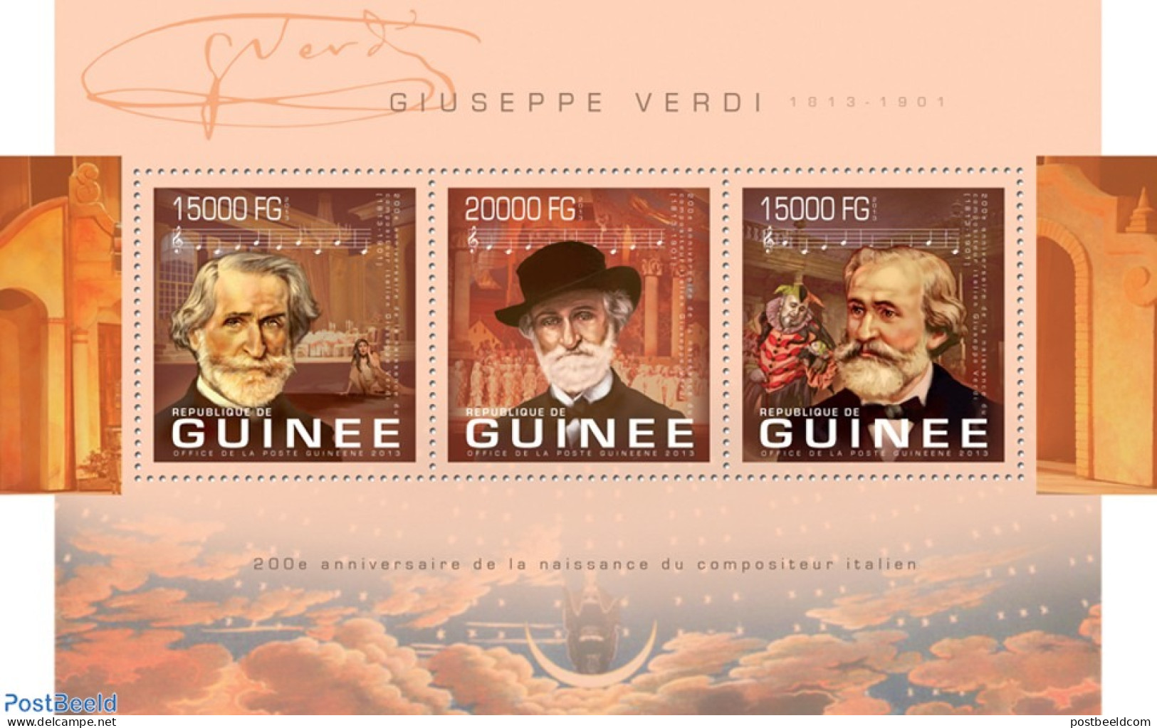 Guinea, Republic 2013 Giuseppe Verdi, Mint NH, Performance Art - Music - Art - Composers - Musica