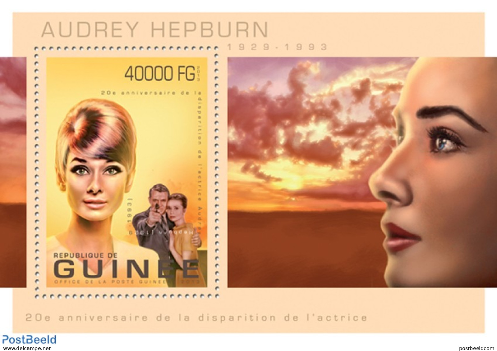 Guinea, Republic 2013 Audrey Hepburn, Mint NH, Performance Art - Movie Stars - Attori