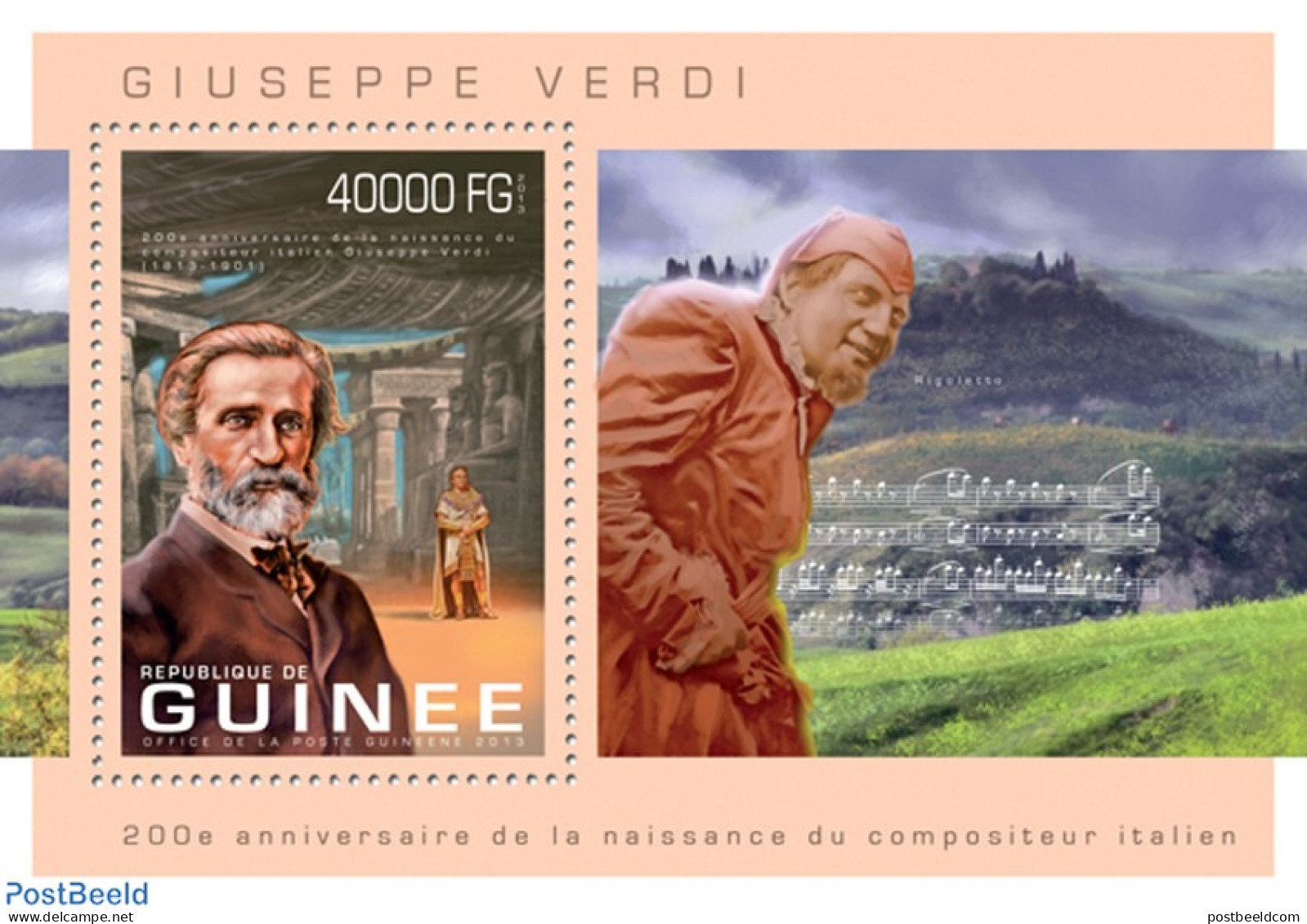 Guinea, Republic 2013 Giuseppe Verdi, Mint NH, Performance Art - Music - Art - Composers - Musik