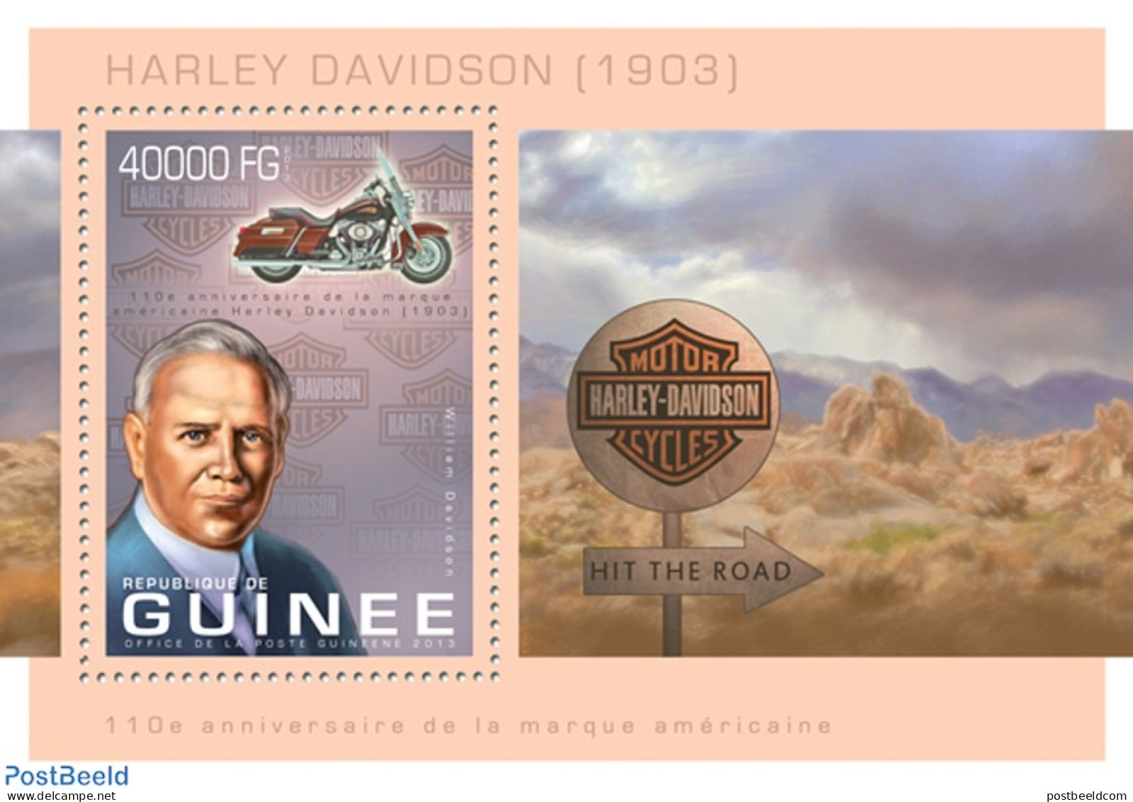 Guinea, Republic 2013 Harley Davidson, Mint NH, Transport - Motorcycles - Moto