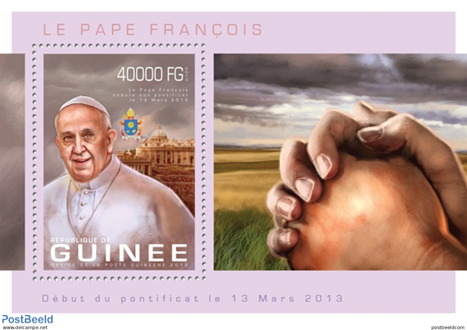 Guinea, Republic 2013 Pope Francis, Mint NH, Religion - Pope - Popes