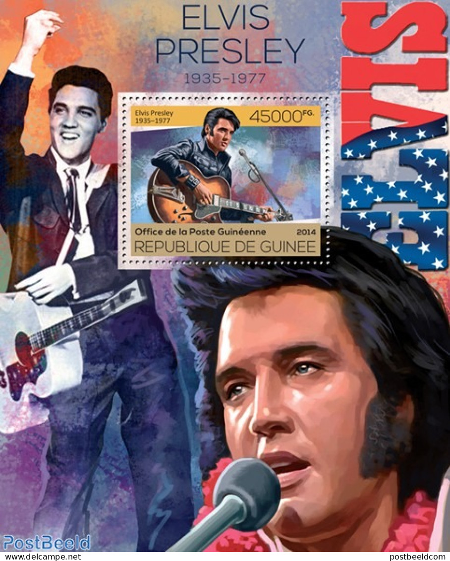 Guinea, Republic 2014 Elvis Presley, Mint NH, Performance Art - Elvis Presley - Musical Instruments - Popular Music - Elvis Presley