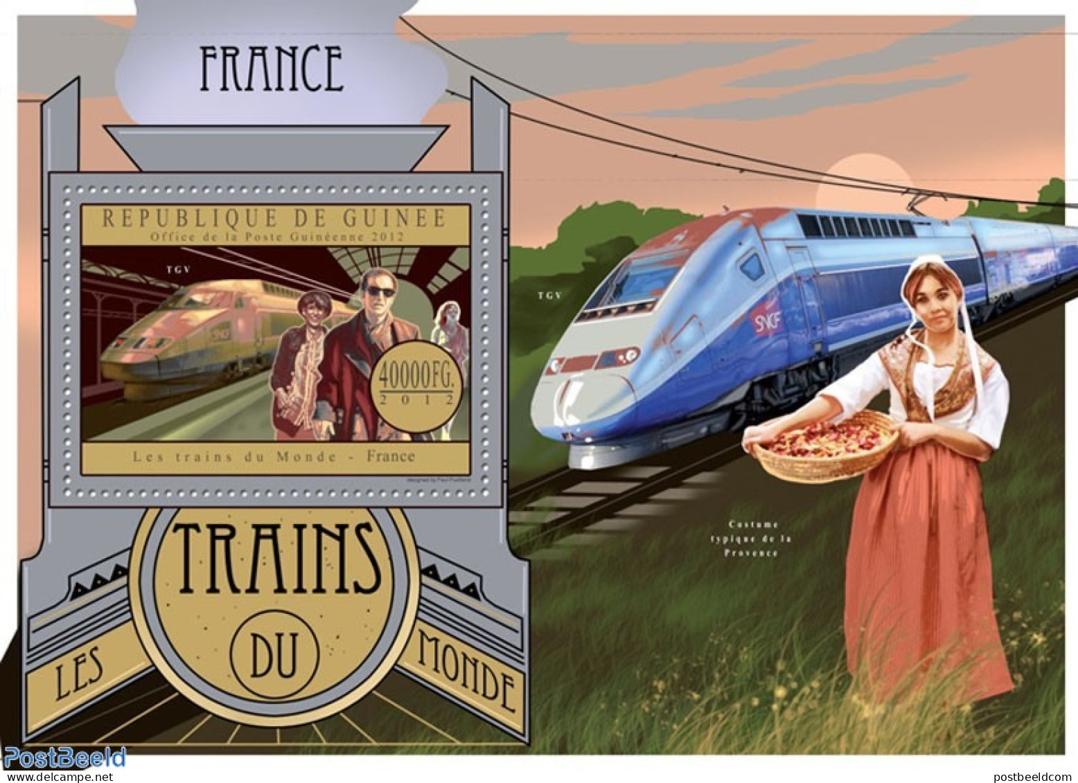 Guinea, Republic 2012 Trains Of The World - France, Mint NH, Transport - Railways - Trains