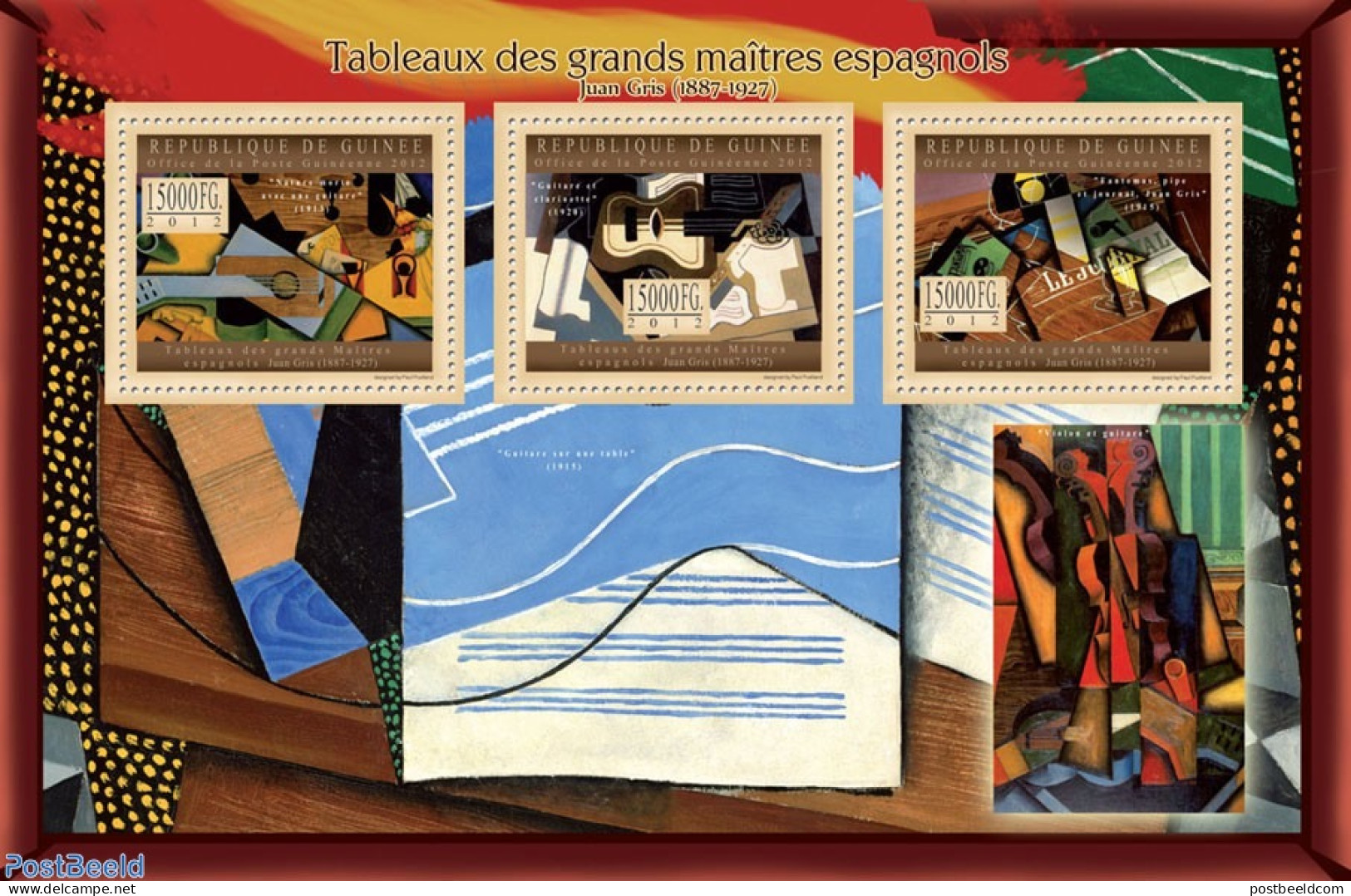 Guinea, Republic 2012 Great Spanish Masters, Mint NH, Performance Art - Musical Instruments - Art - Paintings - Muziek