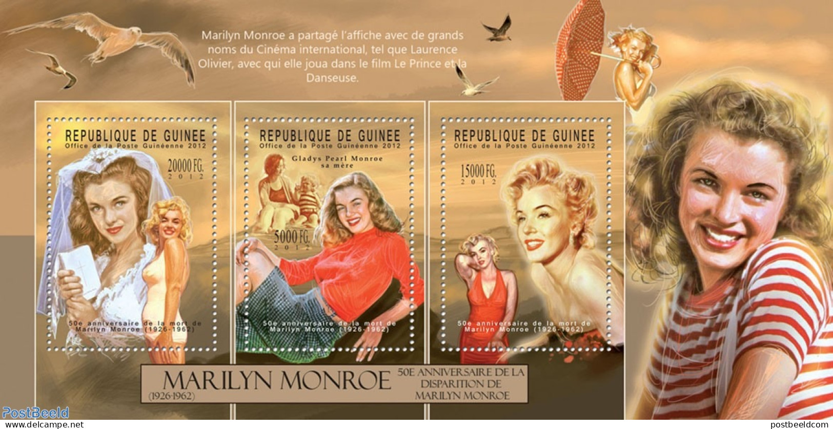 Guinea, Republic 2012 Marilyn Monroe, Mint NH, Performance Art - Marilyn Monroe - Movie Stars - Actors