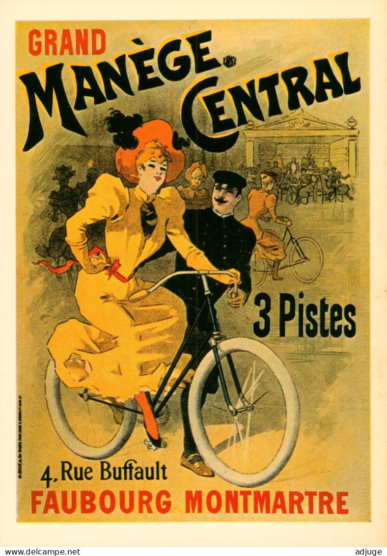 CPM- Affiche Publicité Cyclisme "Grand Manège Central" Paris, Rue Buffaut Faubourg Montmartre TBE - Reclame