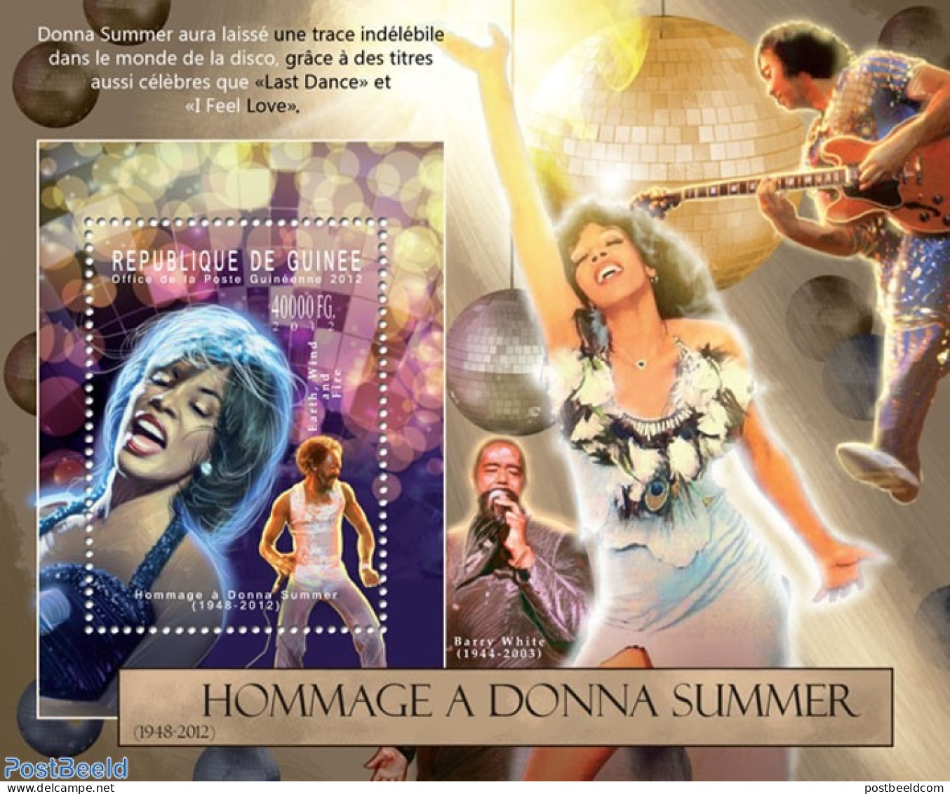 Guinea, Republic 2012 Tribute To Donna Summer, Mint NH, Performance Art - Music - Musical Instruments - Popular Music - Música